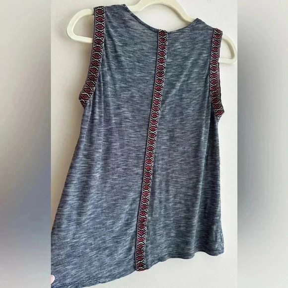 W5 Black and White Marble Striped Tank Top with Aztec Print Shoulders, Size Med - Picture 11 of 15